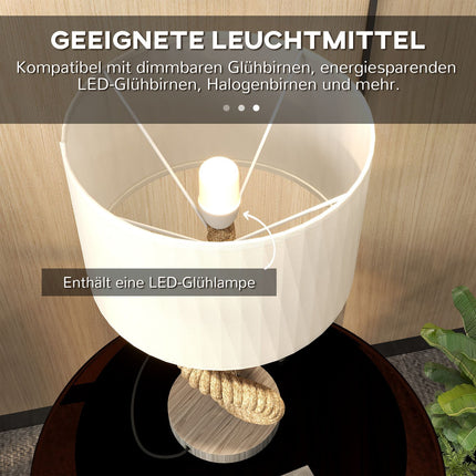 LED table lamp, USB rechargeable, E27 socket, metal linen