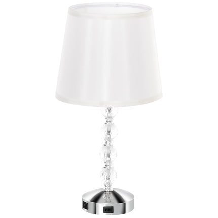 LED table lamp, crystal, USB rechargeable, Silver, E27 socket