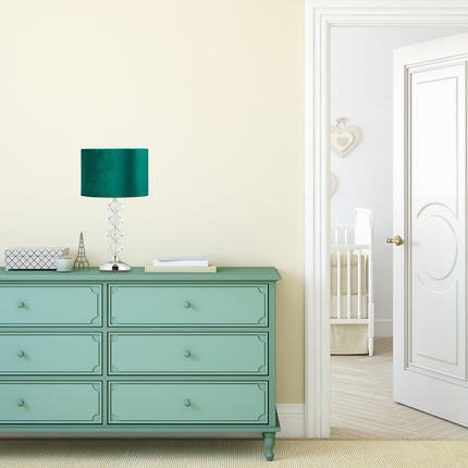 Table lamp in crystal and velvet green