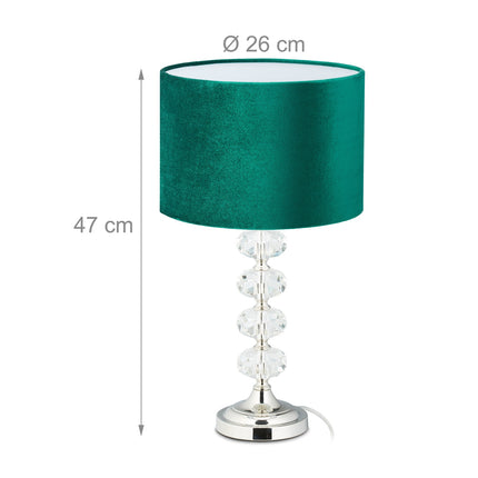 Table lamp in crystal and velvet green