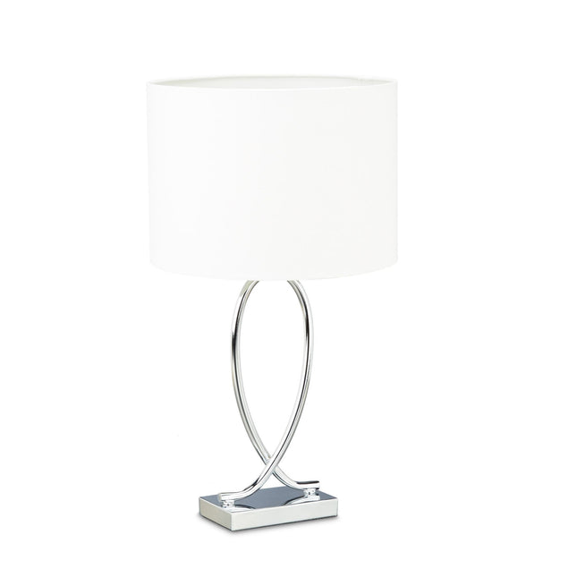 Table lamp with silver fabric shade