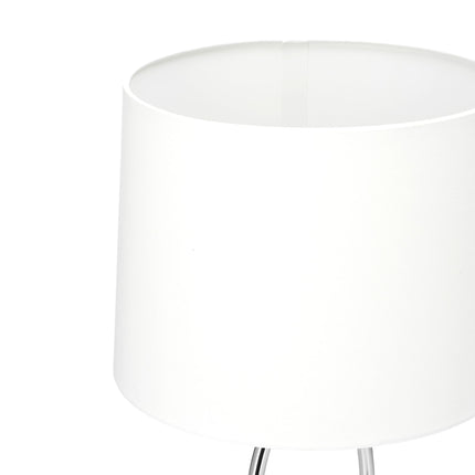 Table lamp with silver fabric shade