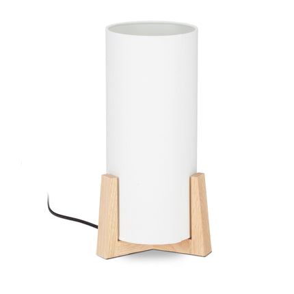 Table lamp with wooden base