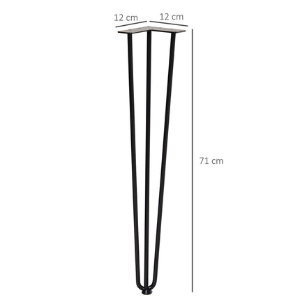 Steel table legs, set of 4, 12x12x72 cm, black finish