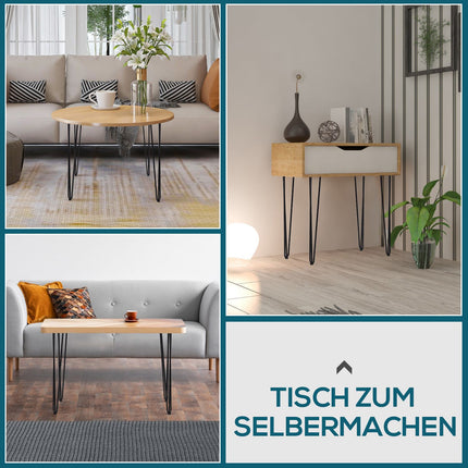 Steel table legs, set of 4, 12x12x72 cm, black finish