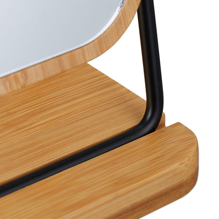 Table mirror with bamboo frame