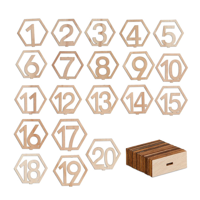 Table number wedding 1-20 hexagonal