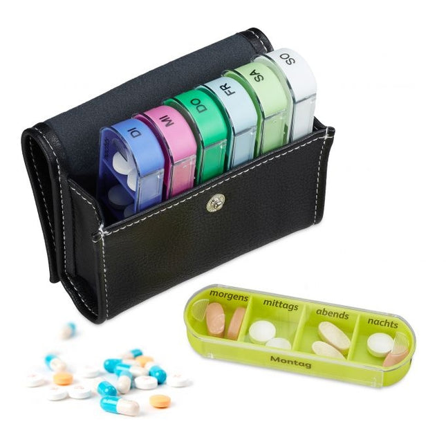 Tablet box with pocket 7 days 4 compartments