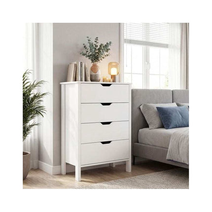 Tall 4-Drawer Storage Dresser with Anti-Tipping Kits, White, 60 x 40 x 95 cm