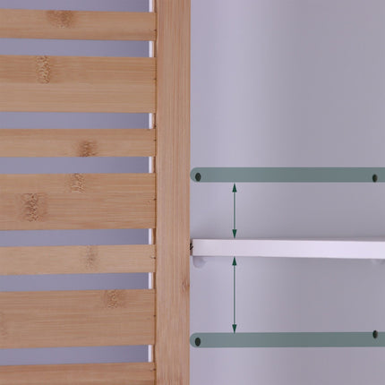 Tall Bathroom Cabinet, 190 cm, White, Bamboo Doors