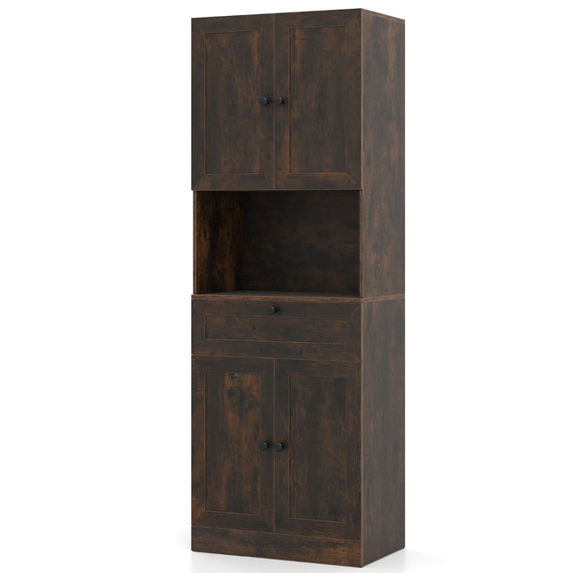 Tall Bathroom Cabinet, 4 Doors, 1 Drawer, Adjustable Shelf