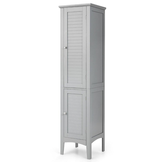Tall Bathroom Cabinet, 5-Tier Freestanding Storage, Grey