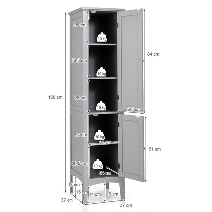 Tall Bathroom Cabinet, 5-Tier Freestanding Storage, Grey