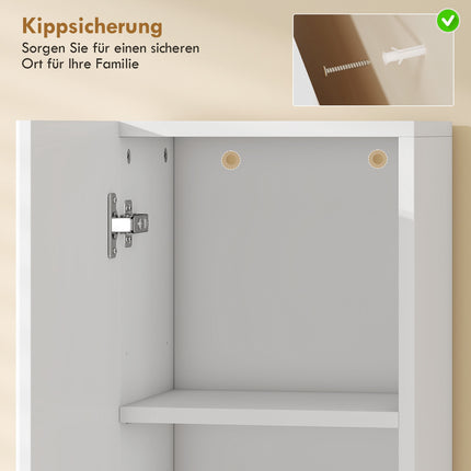 Tall Bathroom Cabinet, White/Natural Wood, Adjustable Shelves