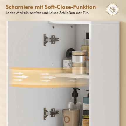Tall Bathroom Cabinet, White/Natural Wood, Adjustable Shelves