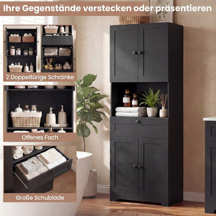 Tall Bathroom Cabinet with 4 Doors, 1 Drawer, Adjustable Shelf