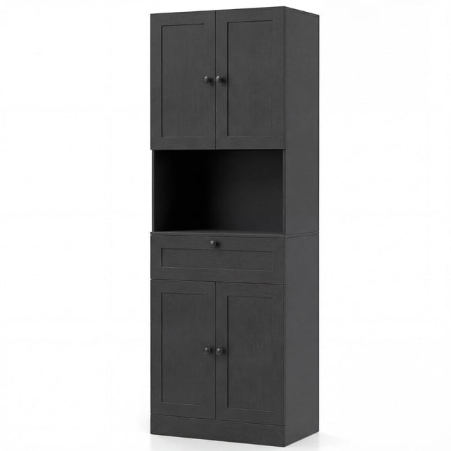 Tall Bathroom Cabinet with 4 Doors, 1 Drawer, Adjustable Shelf
