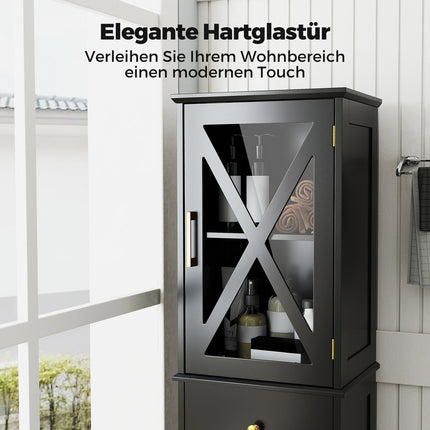 Tall Bathroom Cabinet with Adjustable Shelves, Black