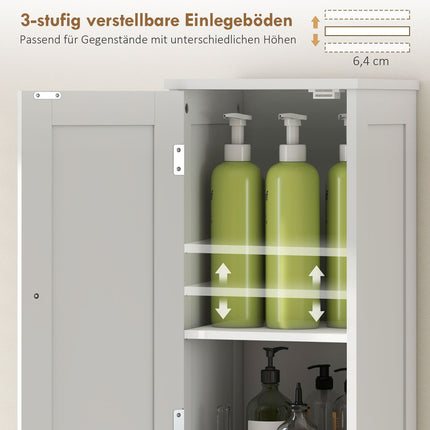 Tall Bathroom Cabinet with Doors, Open Shelves, White, 170 cm
