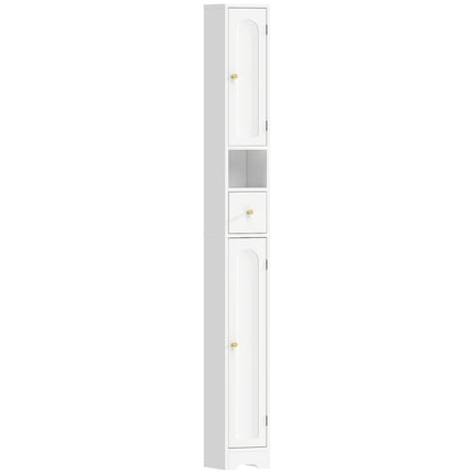 Tall Bathroom Cabinet with Drawer, Adjustable Shelves, White 20x20x185 cm