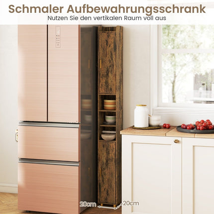 Tall Bathroom Cabinet with Toilet Paper Holder & Hooks
