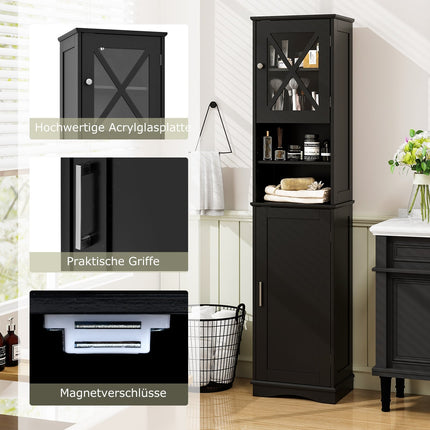 Tall Black Bathroom Cabinet with Adjustable Shelves