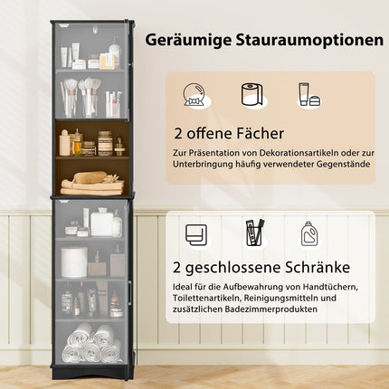 Tall Black Bathroom Cabinet with Adjustable Shelves