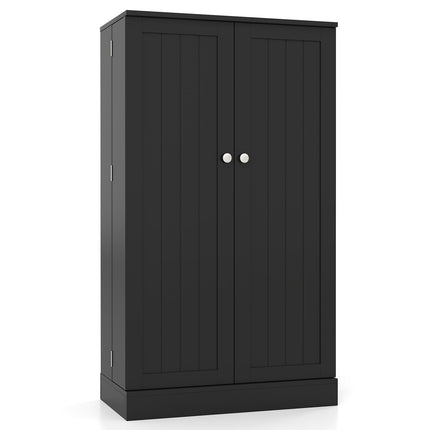 Tall Black Kitchen Pantry Cabinet with Adjustable Shelves