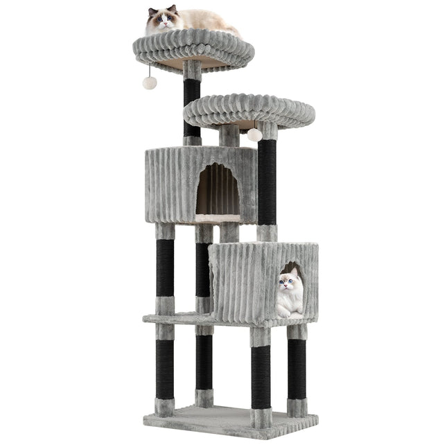 Tall Cat Tree with 2 Caves, Beds, Scratch Posts, 156 cm