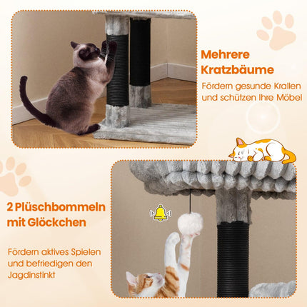 Tall Cat Tree with 2 Caves, Beds, Scratch Posts, 156 cm