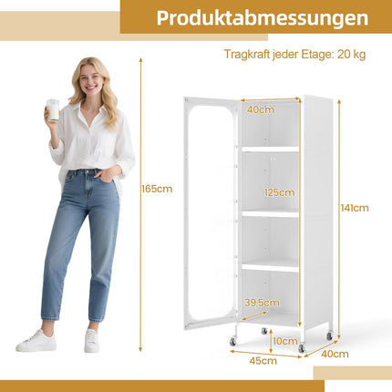 Tall Metal Kitchen Cabinet, Adjustable Shelves, White