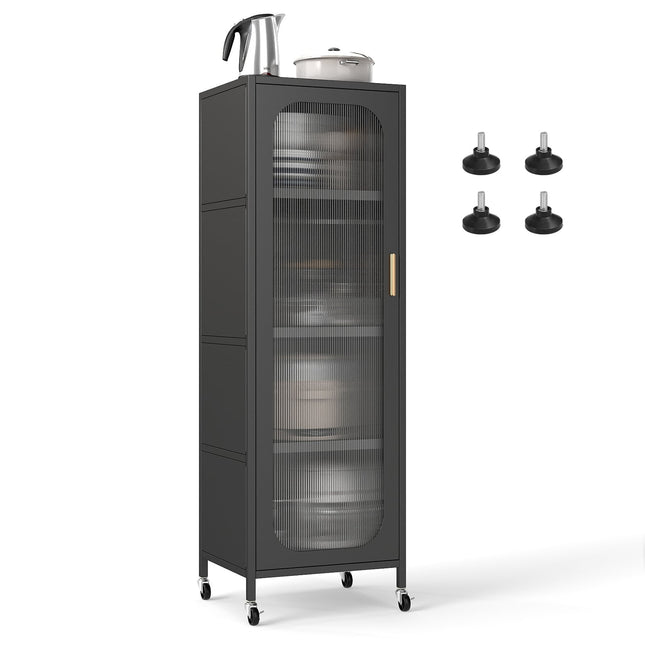 Tall Metal Kitchen Cabinet with Adjustable Shelves, Black