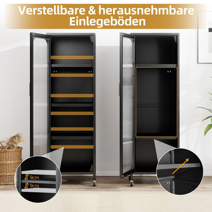 Tall Metal Kitchen Cabinet with Adjustable Shelves, Black