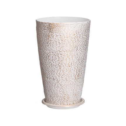 Tall Outdoor Planters Set of 2, 21-Inch Round, Drainage