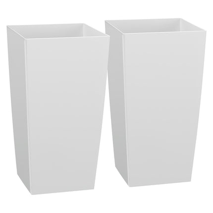 Tall Taper Planters Set of 2, 750mm, White, Casters