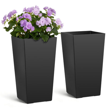Tall Taper Plastic Planters, Set of 2, 550 mm, Black