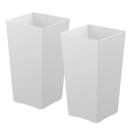 Tall Tapered Planters Set of 2, 550mm, White, Casters, Drainage