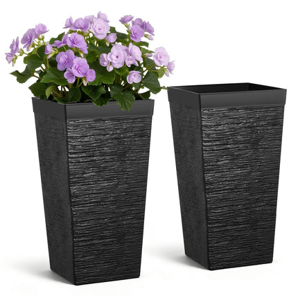 Tall Tapered Planters Set of 2, 580mm, Casters, Drainage