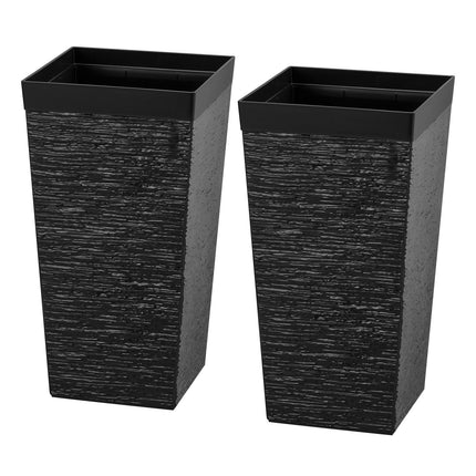 Tall Tapered Planters Set of 2, 580mm, Casters, Drainage