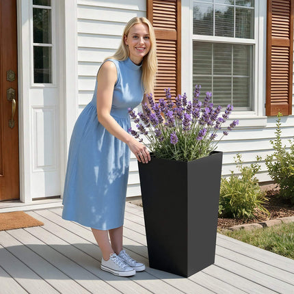Tall Tapered Planters Set of 2, 750 mm, Casters, Black