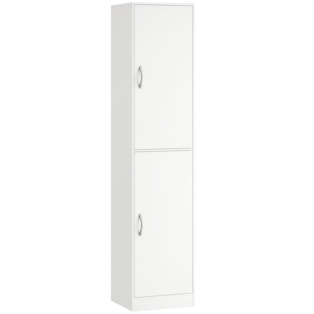 Tall White 5-Tier Bookshelf with Adjustable Shelves