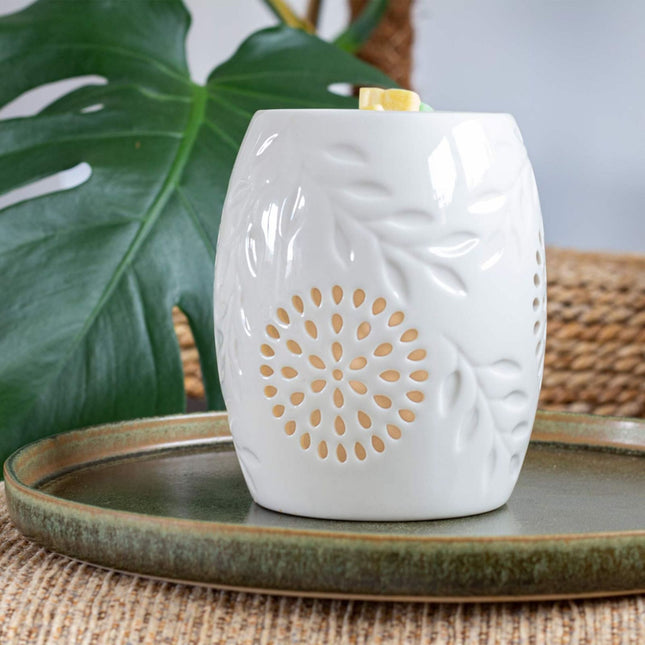 Tea Light Aroma Lamp, Ceramic, Black and White Design