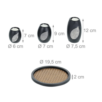 Tea Light Holder Set with Tray and Stones