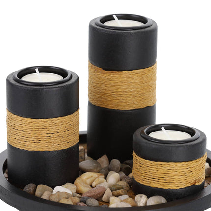 Tealight holder with tray & stones