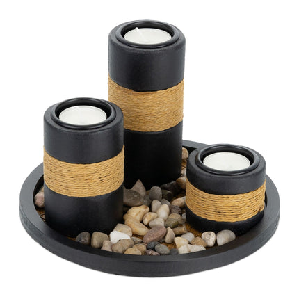 Tealight holder with tray & stones