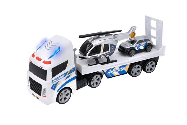 Teamsterz Playset Police Heli Transporter With Light & Sound, Medium