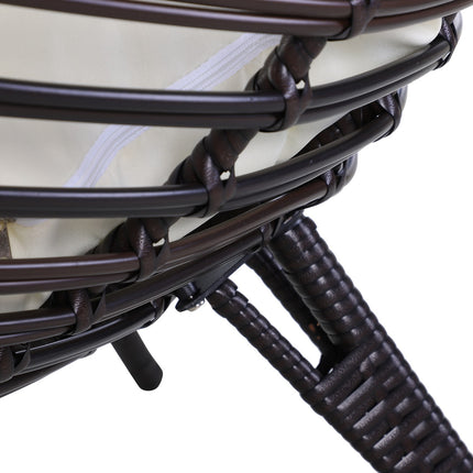 Garden chair in drop-shaped rattan with cushion, brown steel