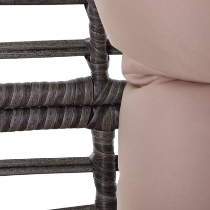 Raised tear-eyed rattan garden chair with cushion, steel grey