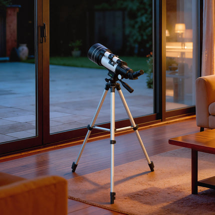 Telescope with 70 mm Lens, Adjustable Tripod, Silver