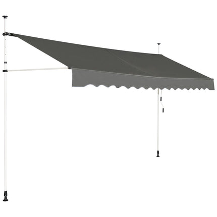 Telescopic Awning Sun Protection Extendable Canopy Sun Protection UV-Repellent Waterproof Awning 395cm Wide Gray